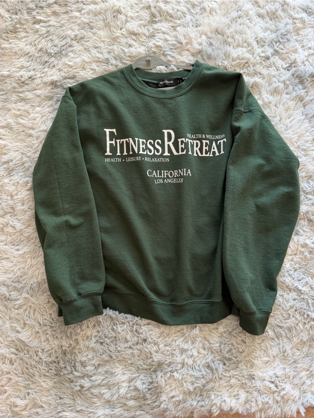 Forest Green 'Fitness Retreat' Crewneck Sweatshirt for Women